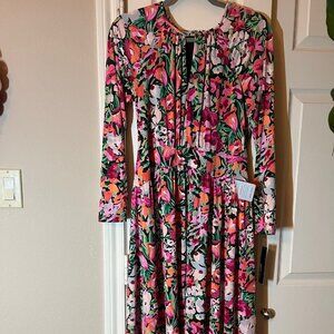 NWT Women's Maggy London Floral Dress - Long Sleeve Fit & Flare - Size US 6